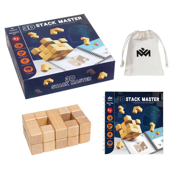 مونتيسوري ألعاب خشبية تعليمية . Montessori Educational Wooden Toys 3D Wooden Puzzle