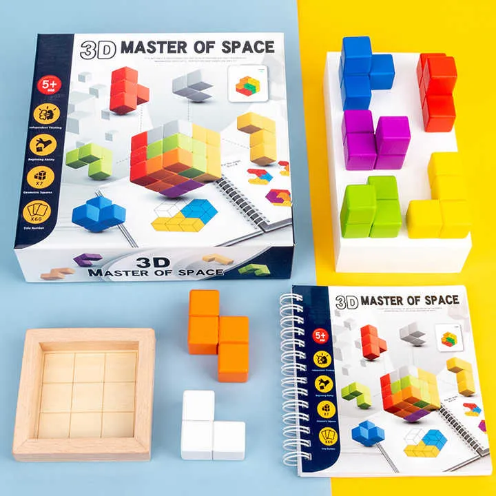 مونتيسوري ألعاب خشبية تعليمية . Montessori Educational Wooden Toys 3D Wooden Puzzle