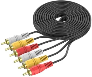 1.5M 3 RCA Composite AV Audio Video Cable | L R V | Gold Plated M/M Connectors