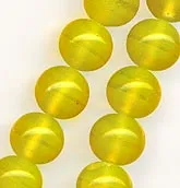 1960's Japanese lemon yellow semi-opaque wire-wound glass rounds. 8mm. Pkg. of 20. b11-yo-0755