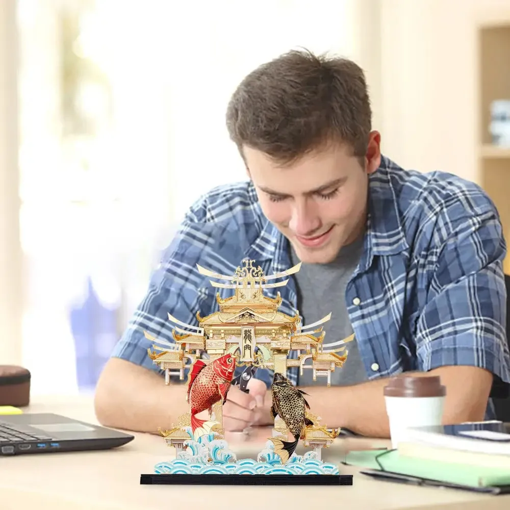 3d Metal Puzzles Dragon Gate Carps Model Kits Diy for Adults Brain Teaser Teen Toys Gifts