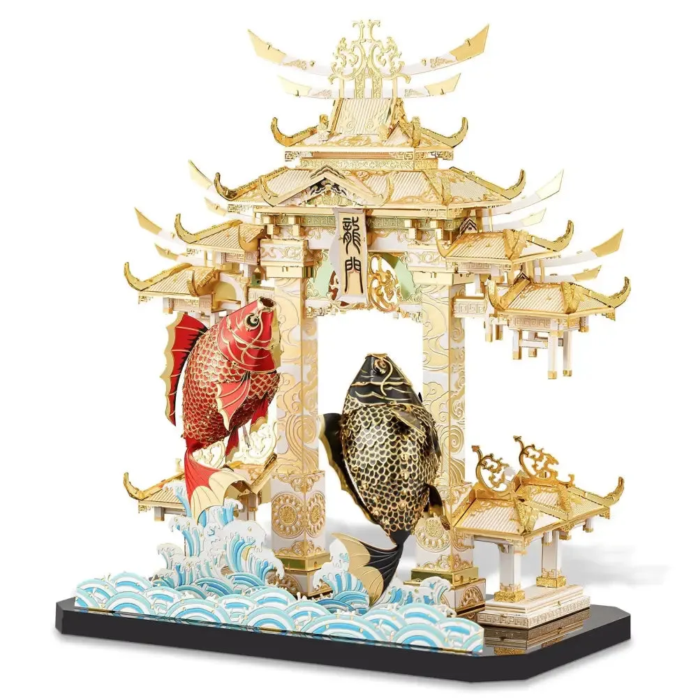 3d Metal Puzzles Dragon Gate Carps Model Kits Diy for Adults Brain Teaser Teen Toys Gifts