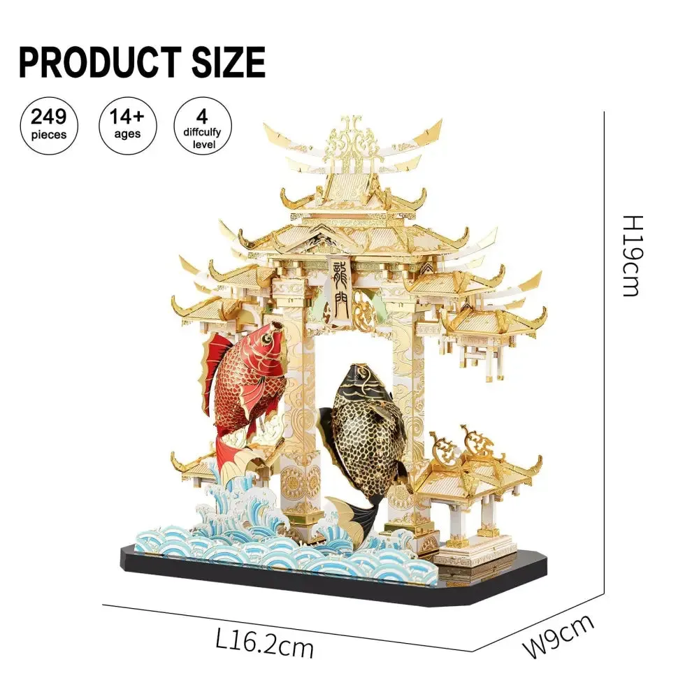 3d Metal Puzzles Dragon Gate Carps Model Kits Diy for Adults Brain Teaser Teen Toys Gifts