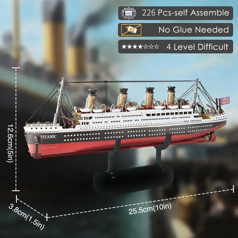 3d Metal Puzzles Gifts for Adults Titanic Ship Model 226pcs Cruise Jigsaw Toys Building Kits