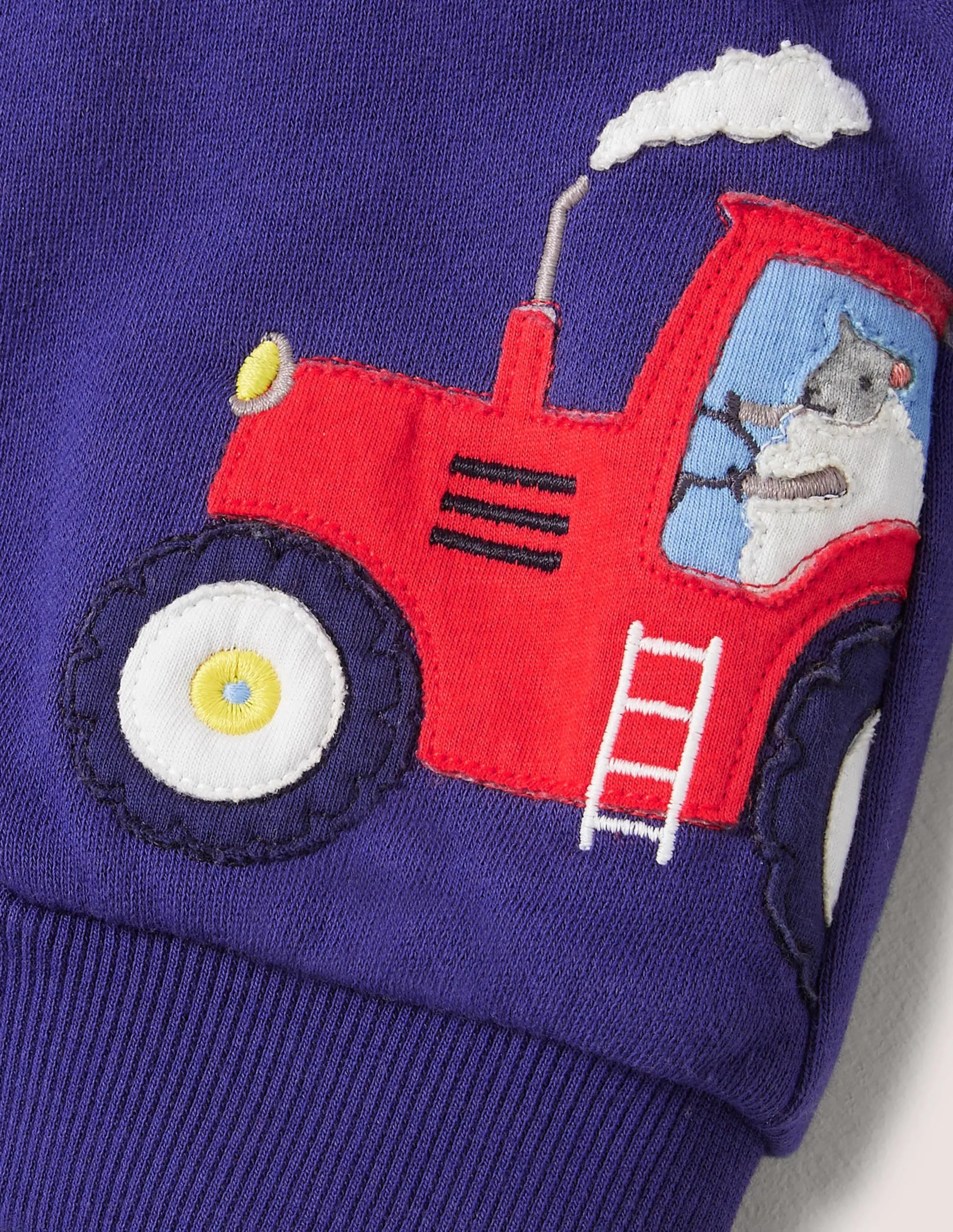 Appliqué Shaggy Hoodie-Starboard Blue Tractor