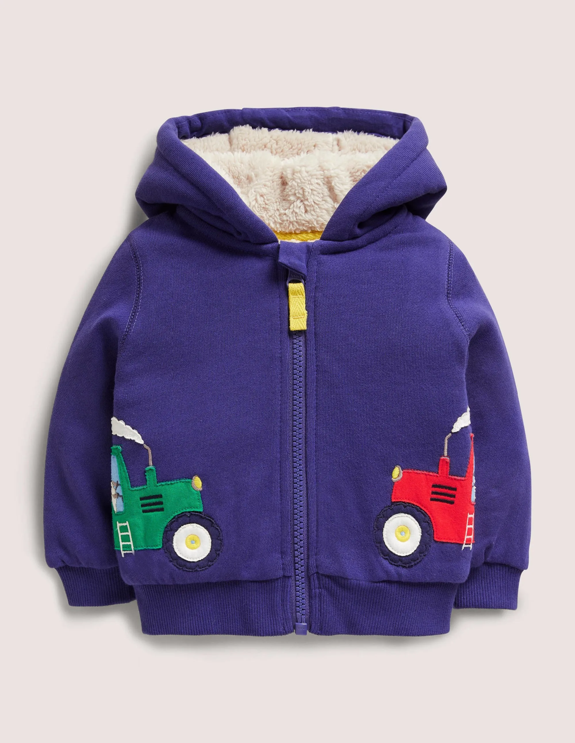 Appliqué Shaggy Hoodie-Starboard Blue Tractor