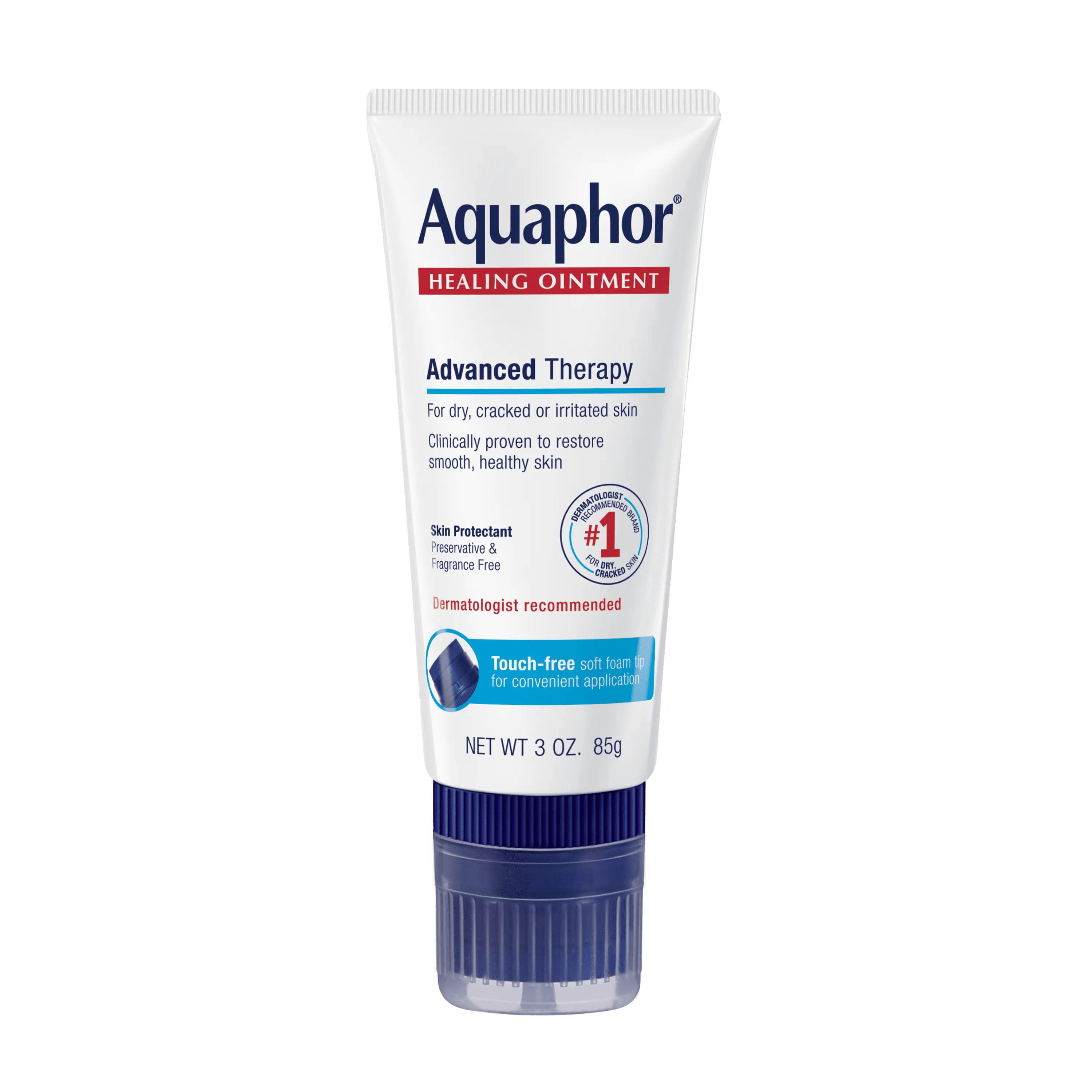 Aquaphor Healing Ointment Advanced Therapy Skin Protectant with Touch-Free Applicator, 3 Oz
