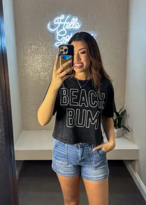 Beach Bum Cropped Mineral Graphic Top