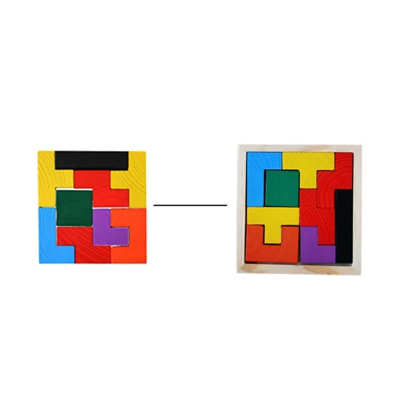 Colorful 3D Puzzle Wooden Toys High Quality Tangram Math Toys Jigsaw Game Children Preschool Imagination Educational Toy
