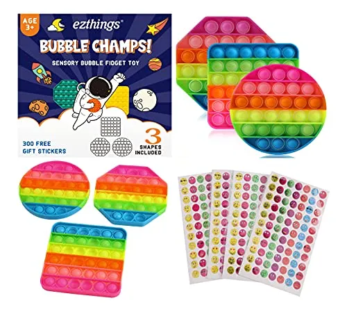 eZthings Heavy Duty Stress Relief Sensory Toy - Push Bubble Fidget Toys for Kids and Adults