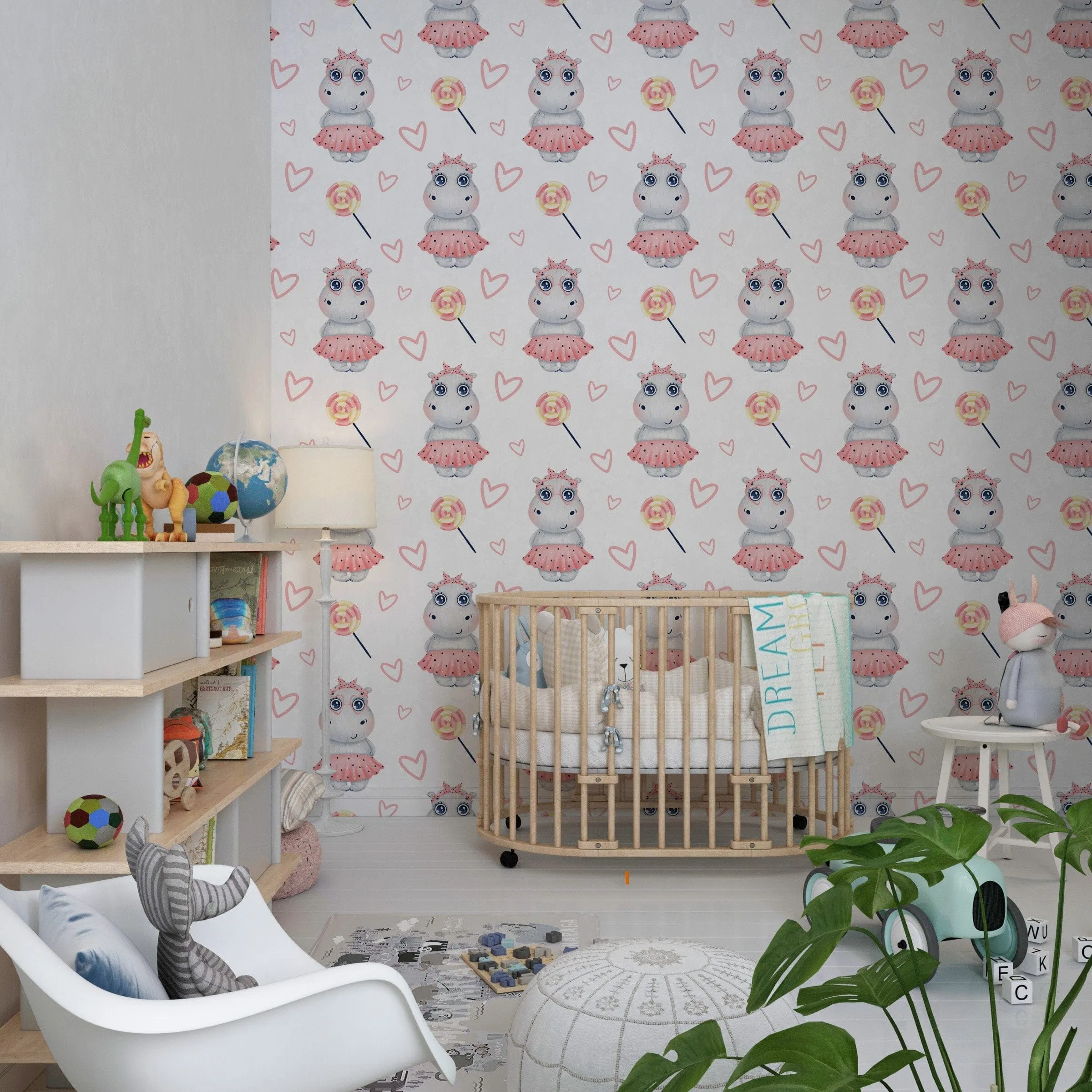Hippo Wallpaper Nursery Decor