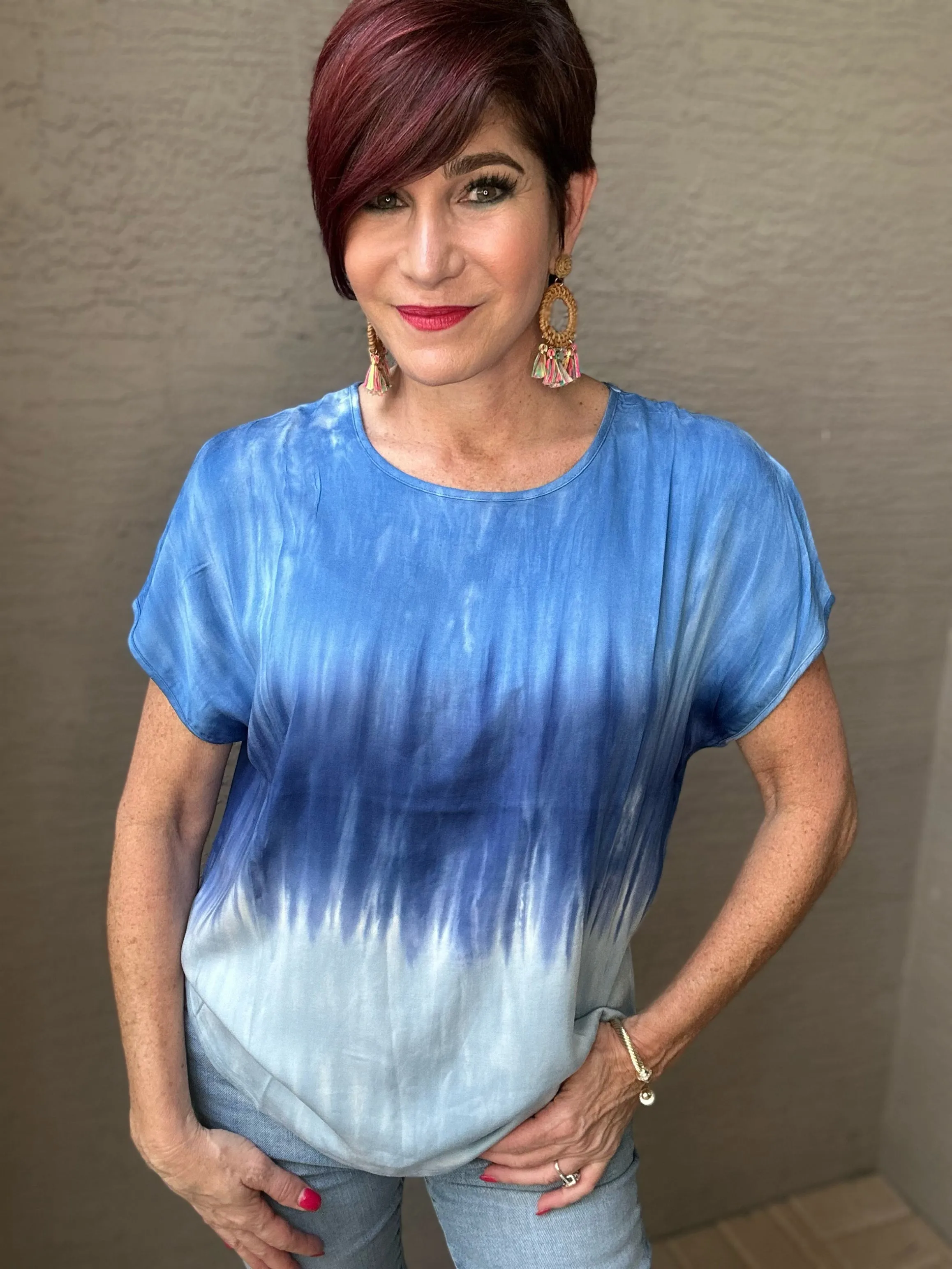 Lin Tie Dye Short Sleeve Top