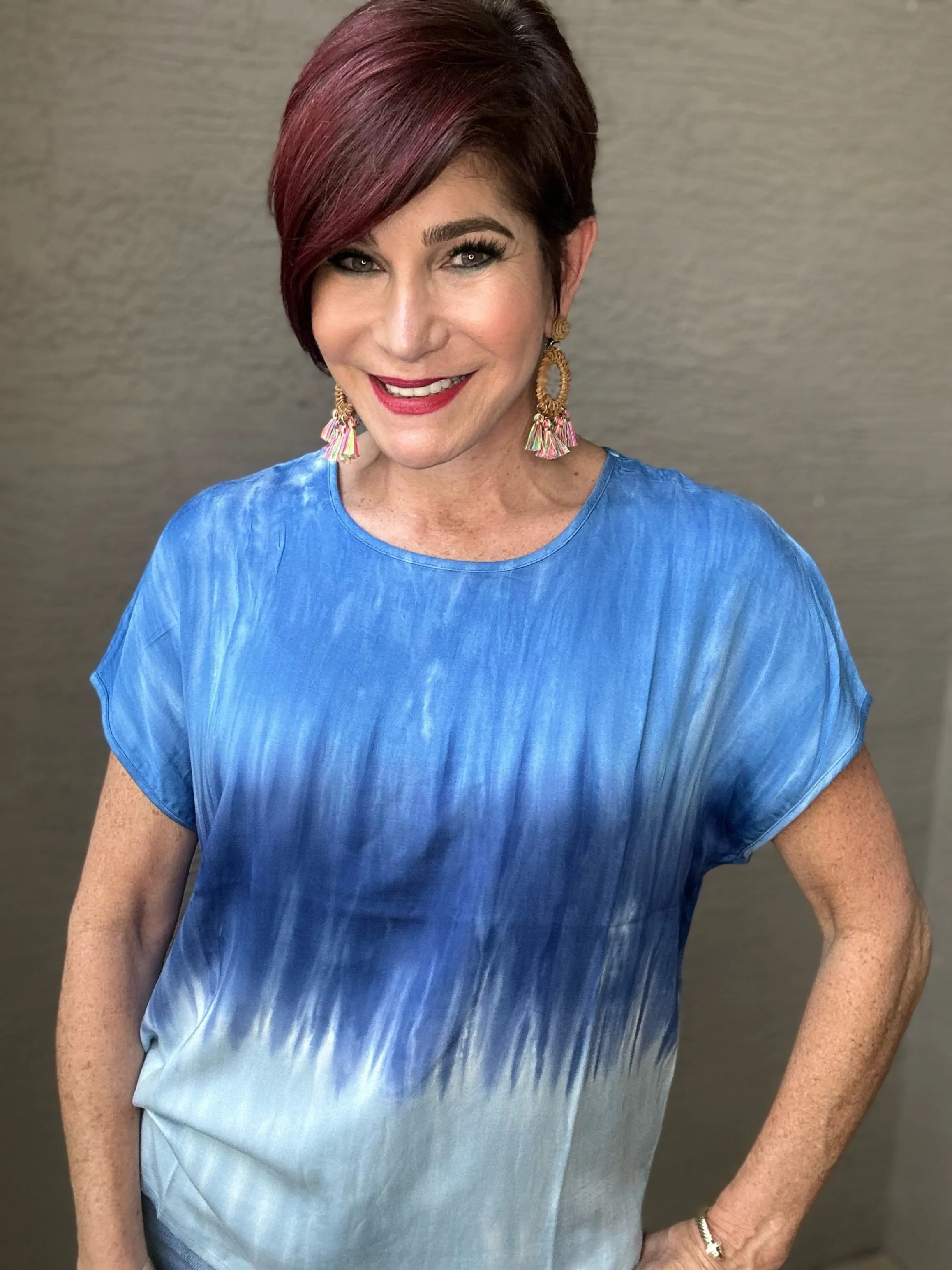 Lin Tie Dye Short Sleeve Top