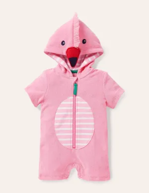 Novelty Towelling Romper-Pink Lemonade Flamingo