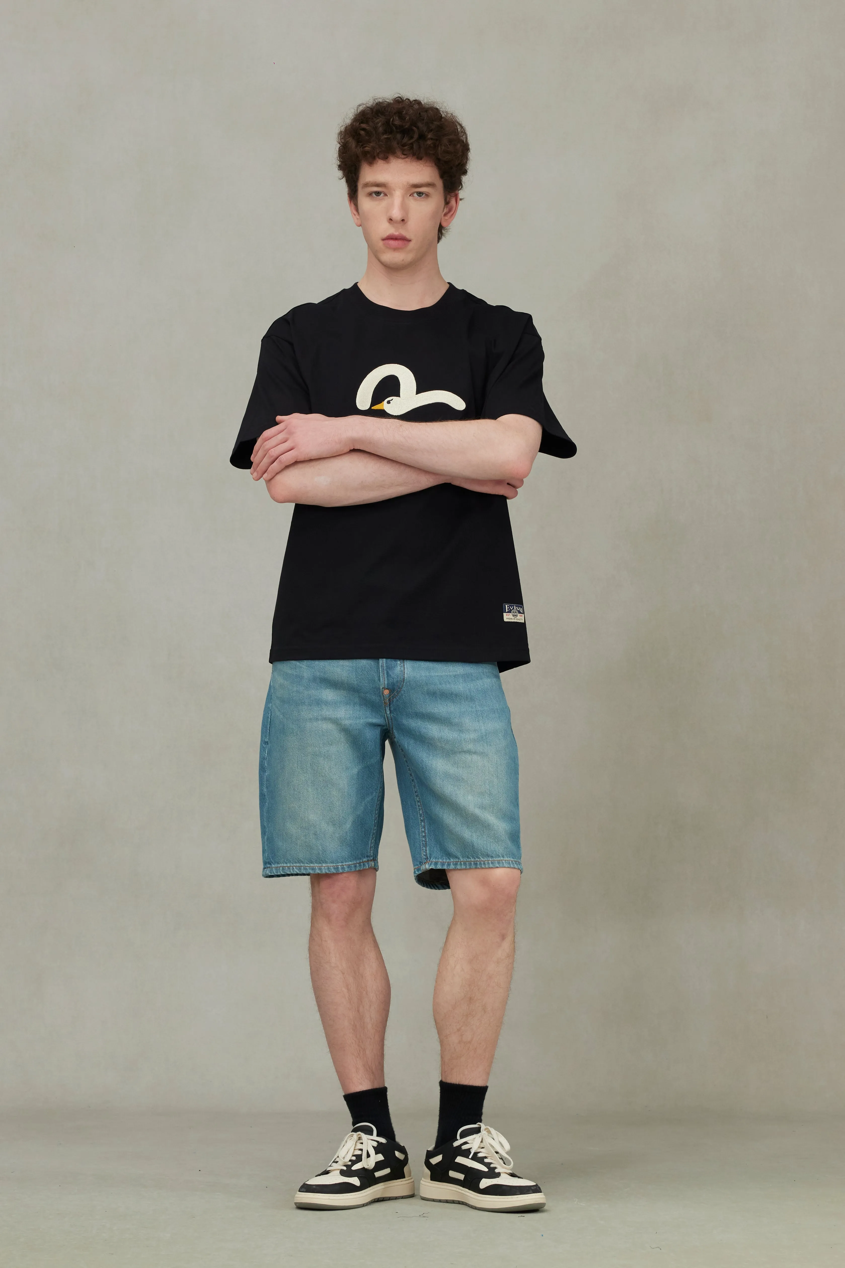 Playful Seagull Embroidery Relax Fit T-Shirt