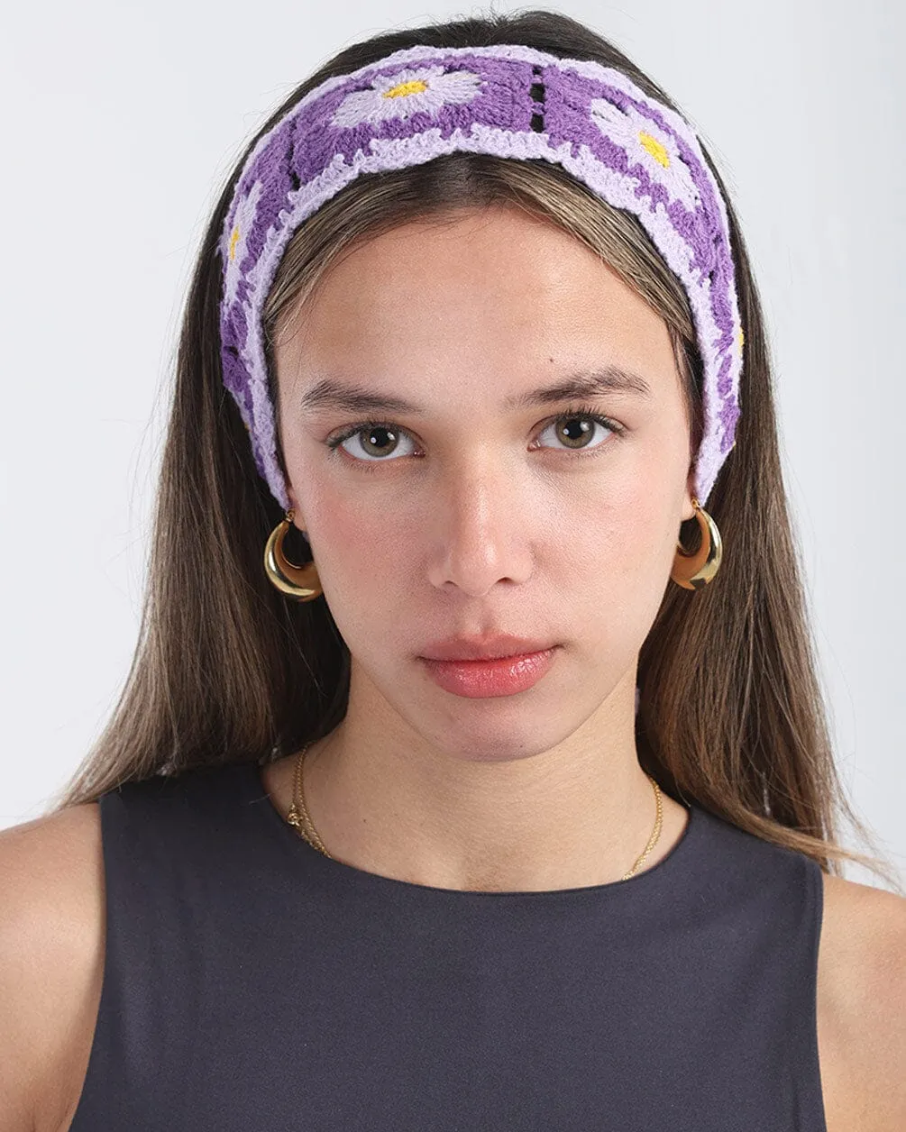 Purple Mini Crochet Bandana