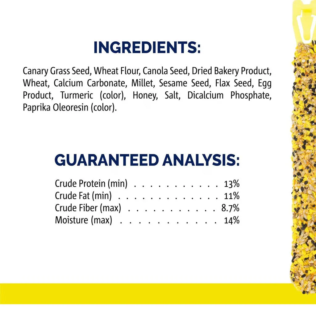 Vitakraft Curnch Sitcks Egg & Honey Flavor Treats for Canaries & Finches, 2 Sitcks