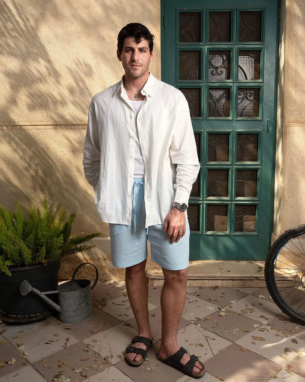 White Boyfriend Linen Shirt