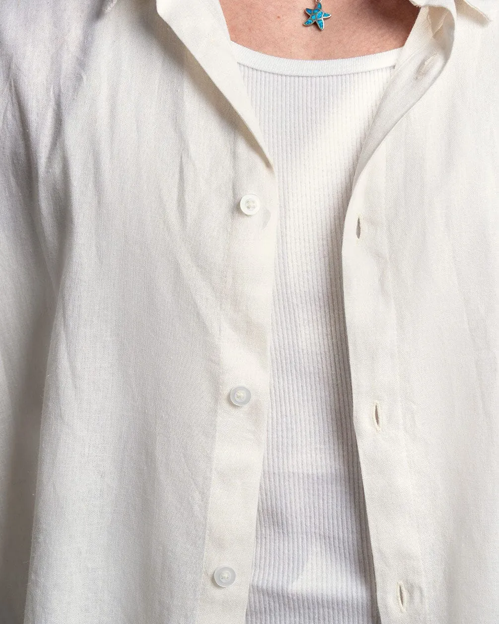 White Boyfriend Linen Shirt