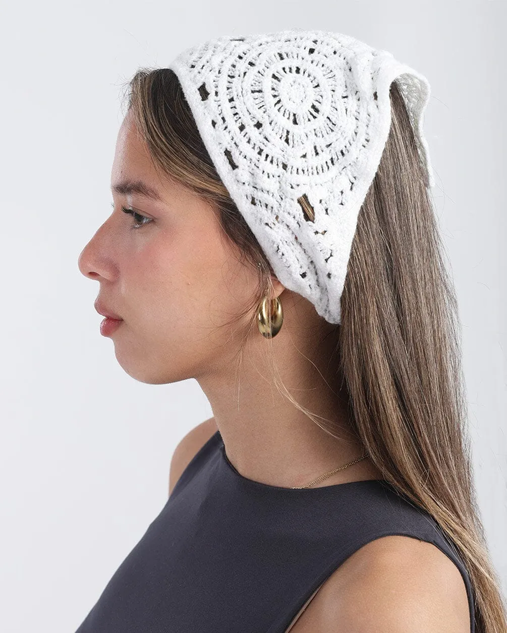 White Crochet Bandana