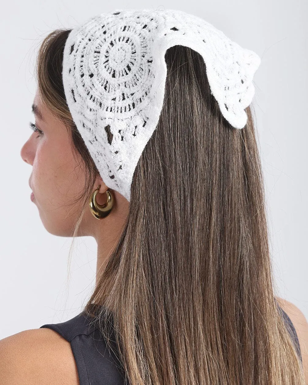 White Crochet Bandana
