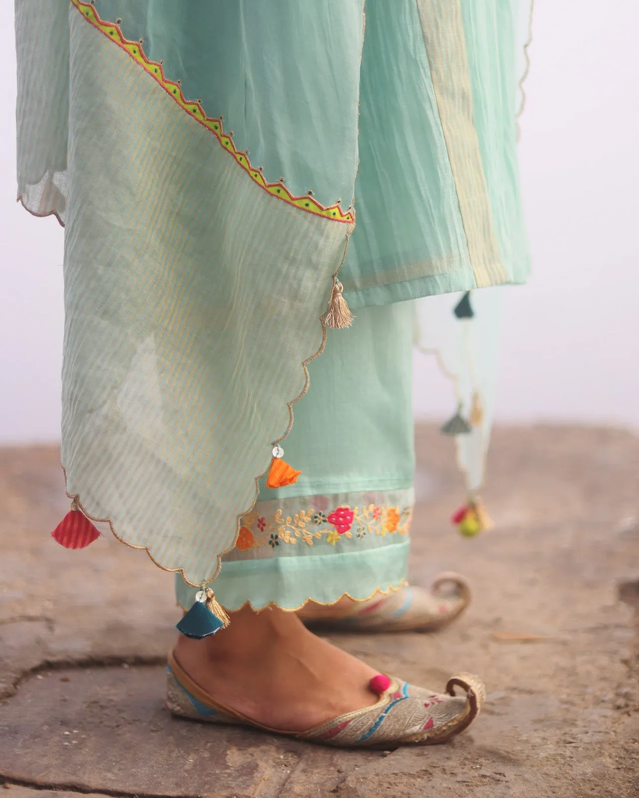 Zaynab Powder Blue Bel Patti Palazzo